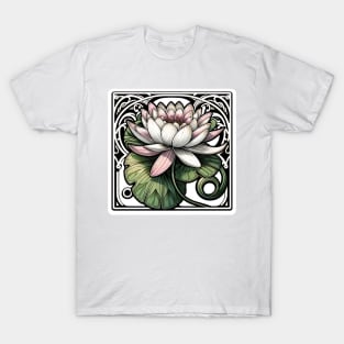 art nouveau water lily july Birth Month Flower T-Shirt